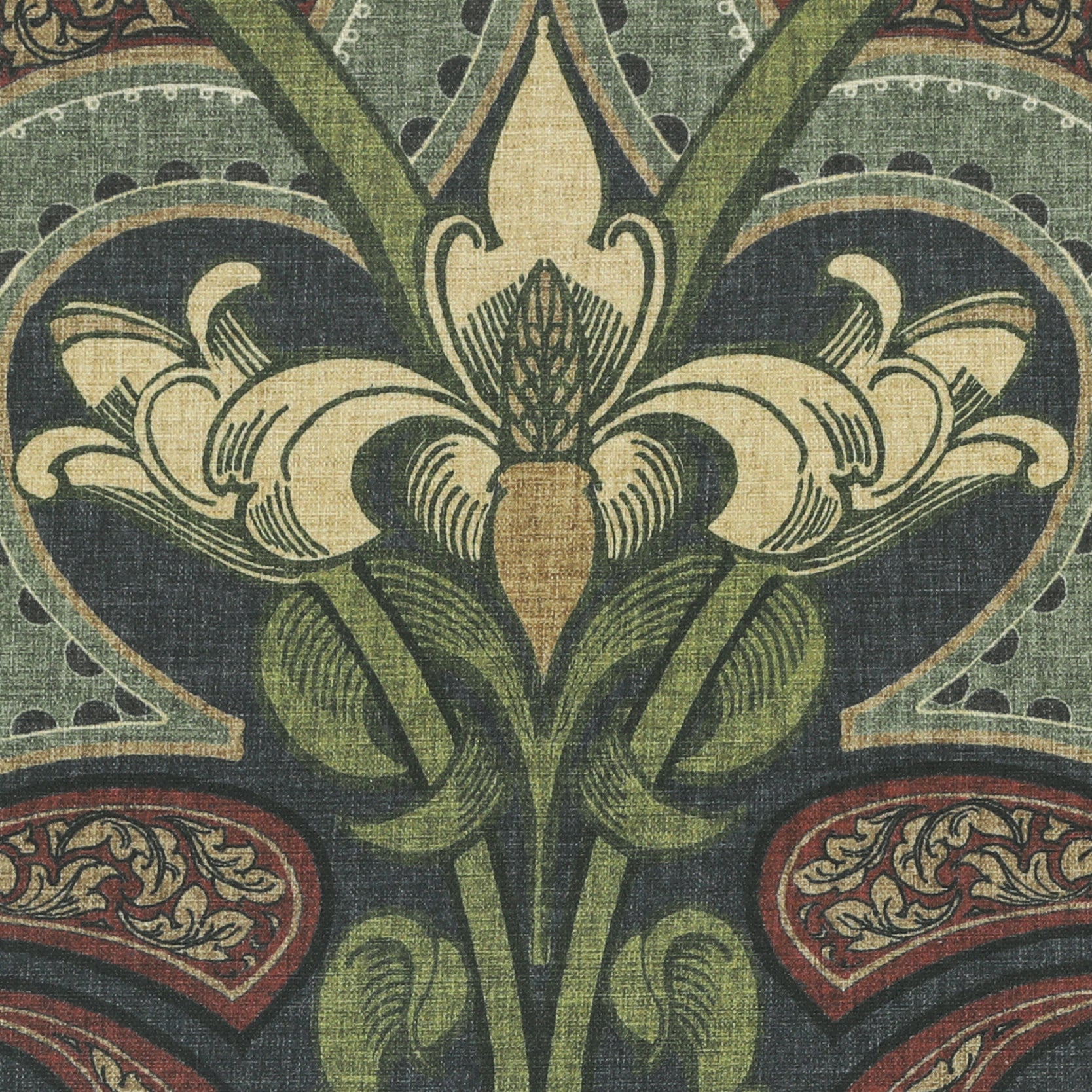 HOUSE Llewelyn-Bowen Gwendoline Printed Damask Made To Measure Roman Blind Wildnavy