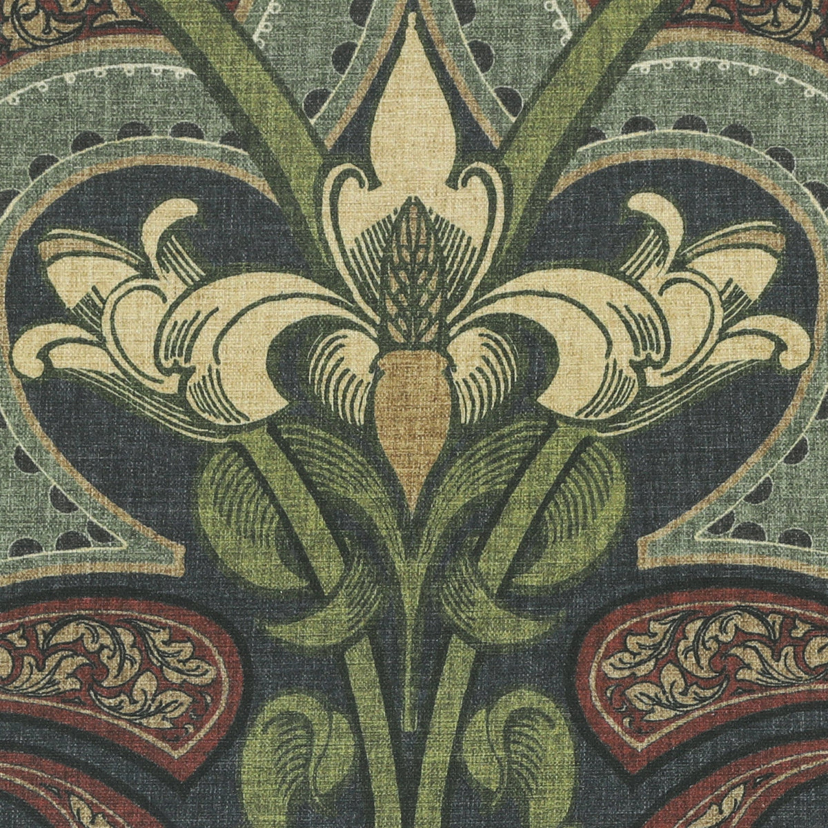 HOUSE Llewelyn-Bowen Gwendoline Printed Damask Made To Measure Curtains Wildnavy