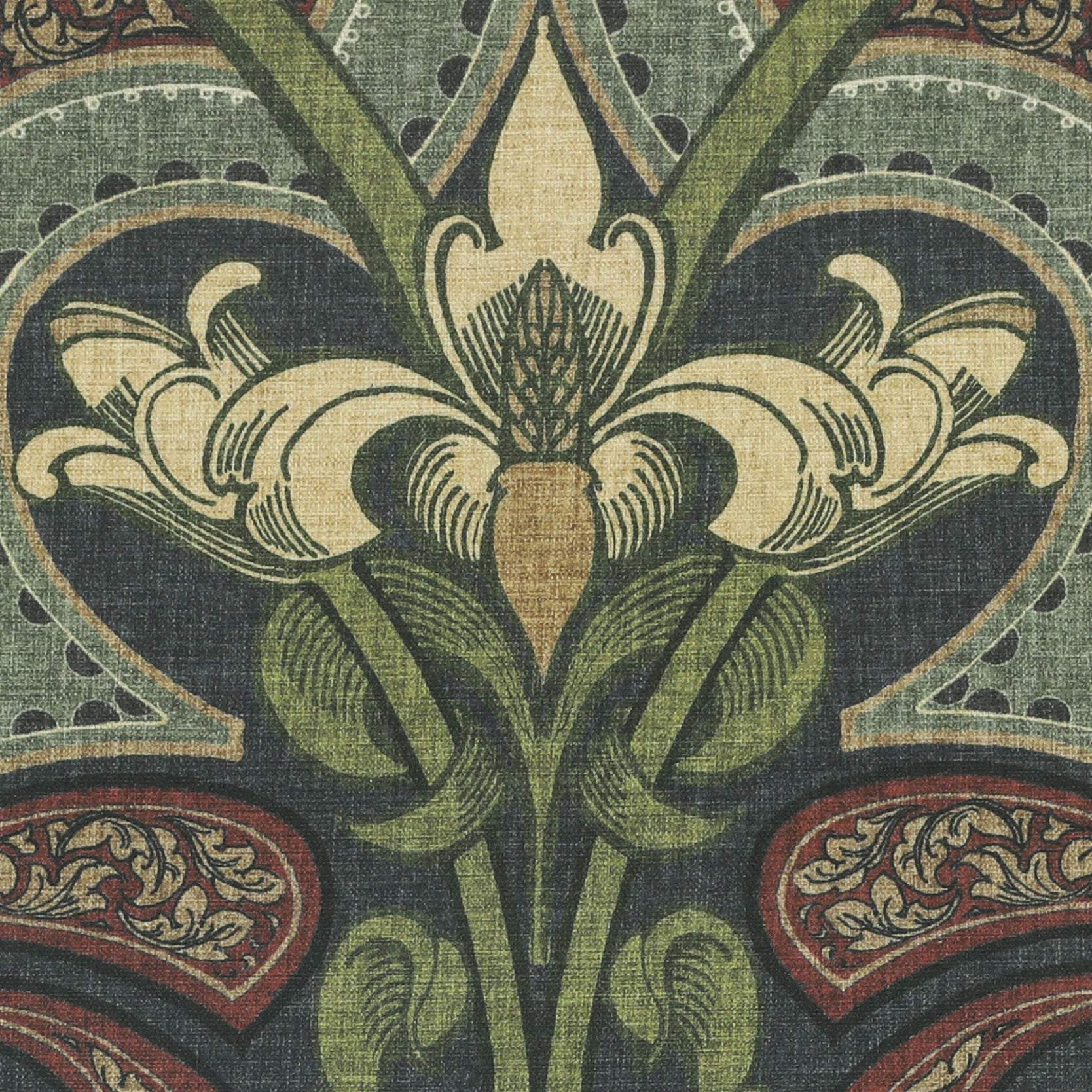 HOUSE Llewelyn-Bowen Gwendoline Printed Damask Made To Measure Curtains Wildnavy