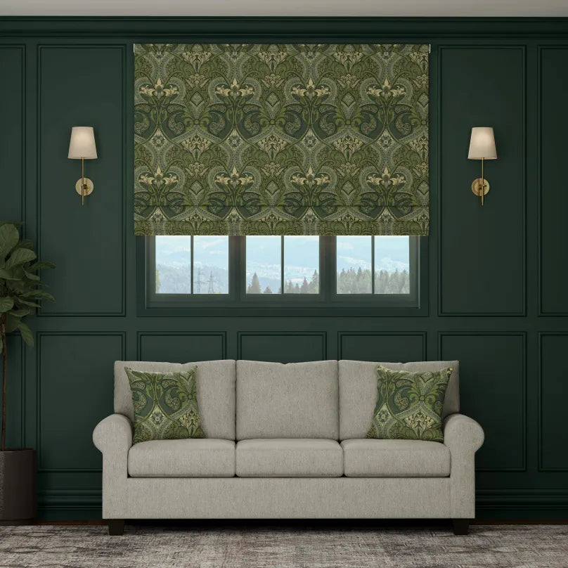 HOUSE Llewelyn-Bowen Gwendoline Printed Damask Made To Measure Roman Blind Virelle