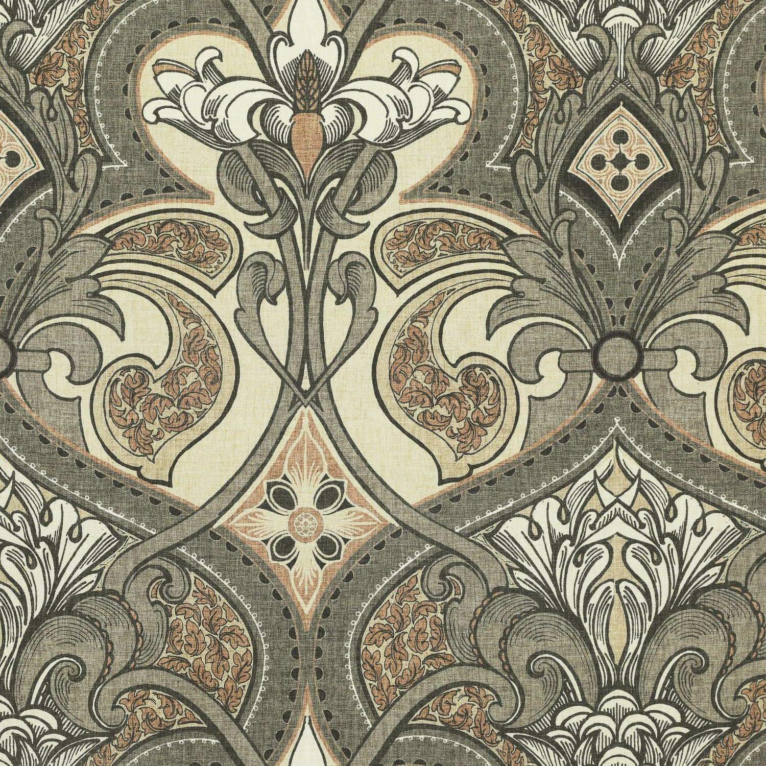 HOUSE Llewelyn-Bowen Gwendoline Printed Damask Made To Measure Curtains Ashrose