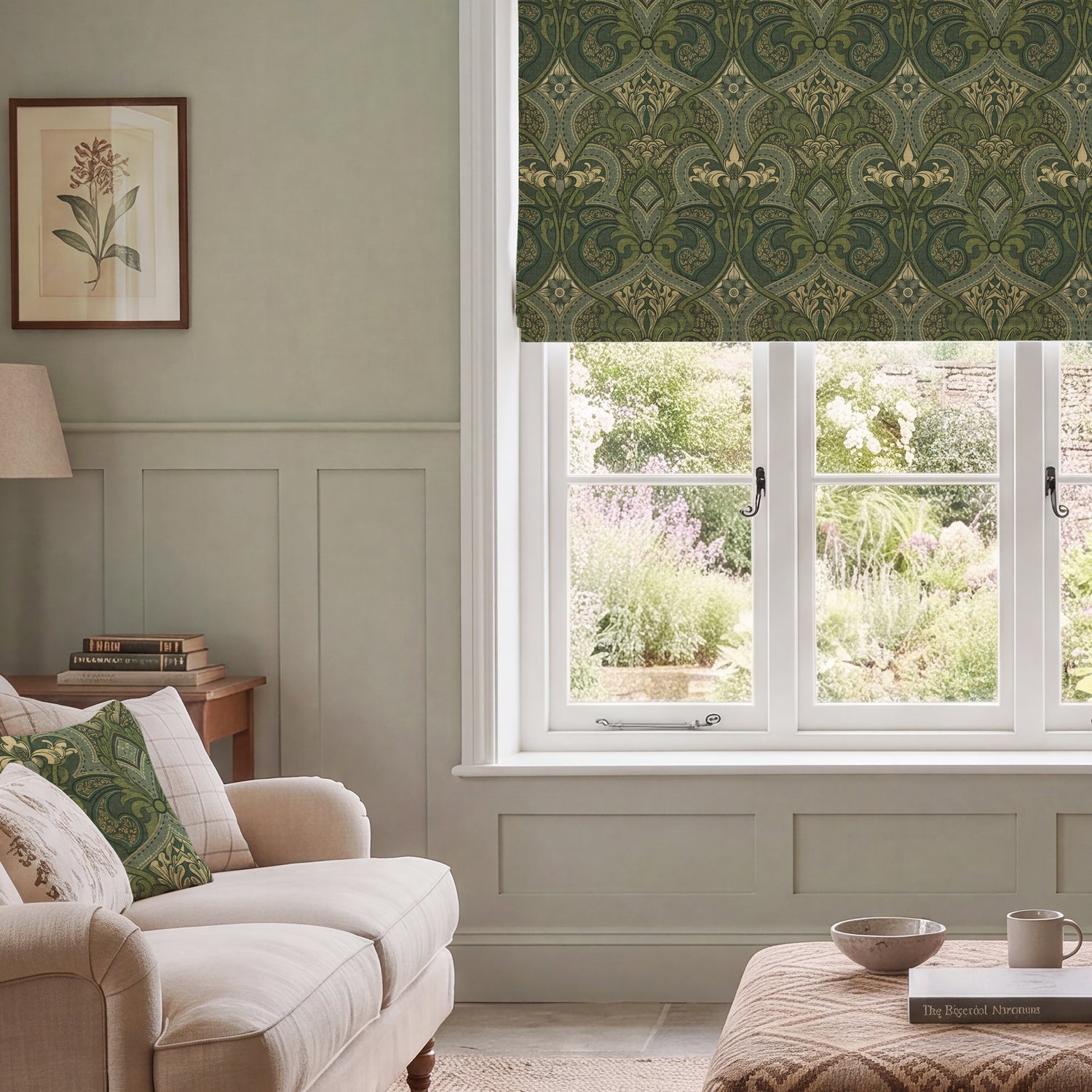 HOUSE Llewelyn-Bowen Gwendoline Printed Damask Made To Measure Roman Blind Virelle