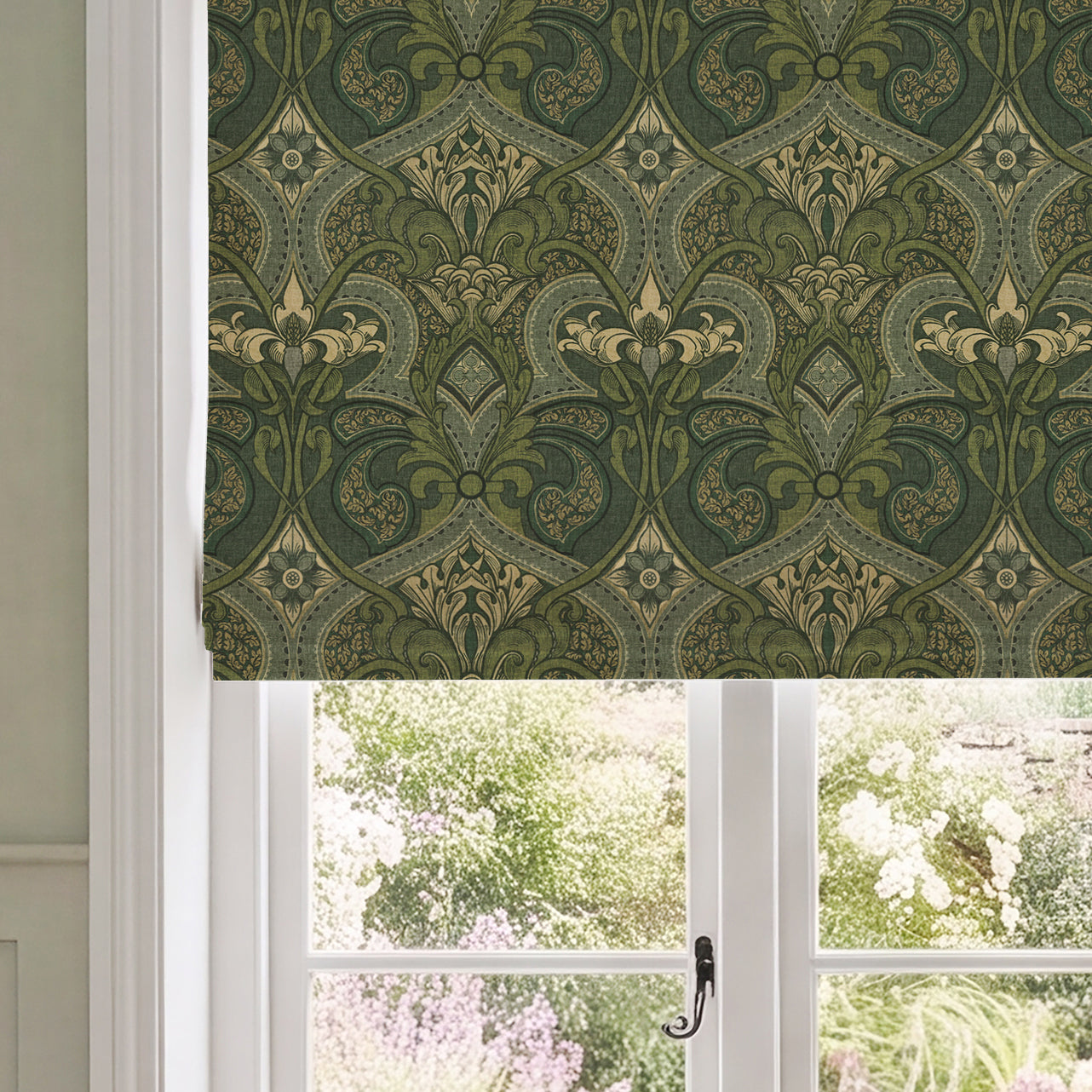 HOUSE Llewelyn-Bowen Gwendoline Printed Damask Made To Measure Roman Blind Virelle