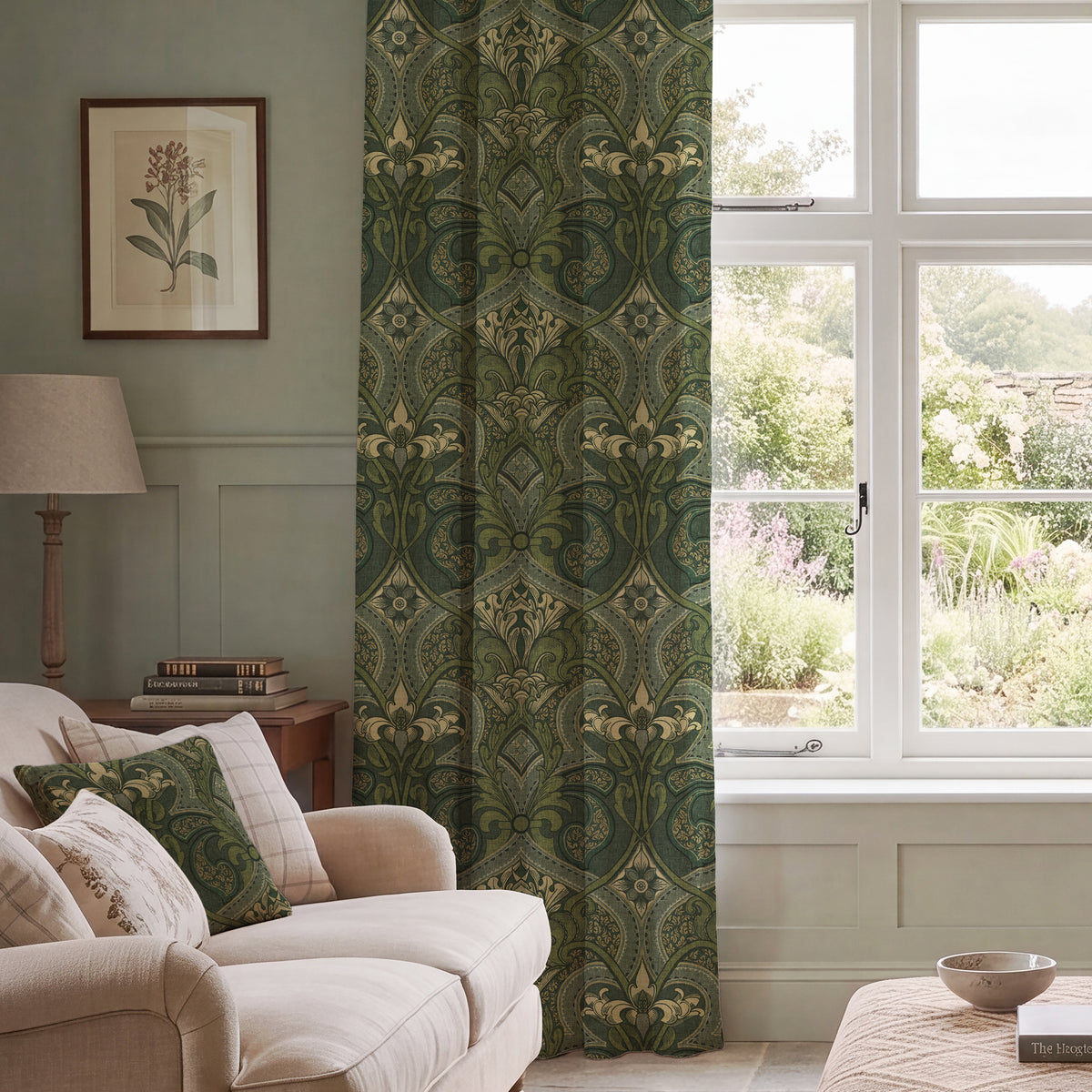 HOUSE Llewelyn-Bowen Gwendoline Printed Damask Made To Measure Curtains Virelle
