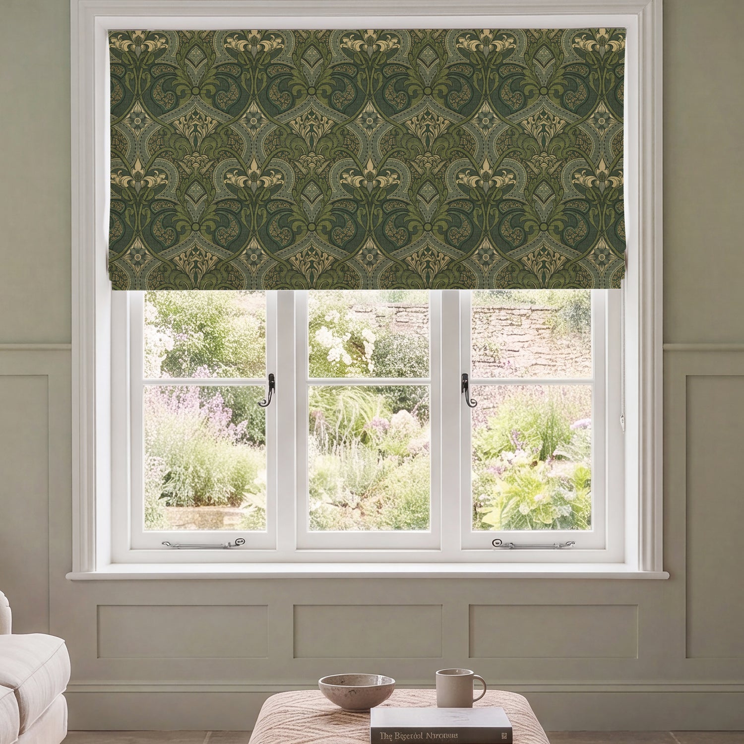 HOUSE Llewelyn-Bowen Gwendoline Printed Damask Made To Measure Roman Blind Virelle