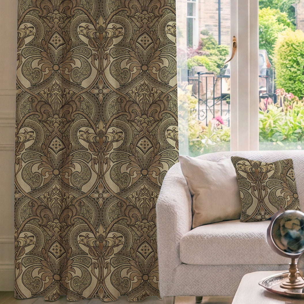 HOUSE Llewelyn-Bowen Gwendoline Printed Damask Made To Measure Curtains Aurelia