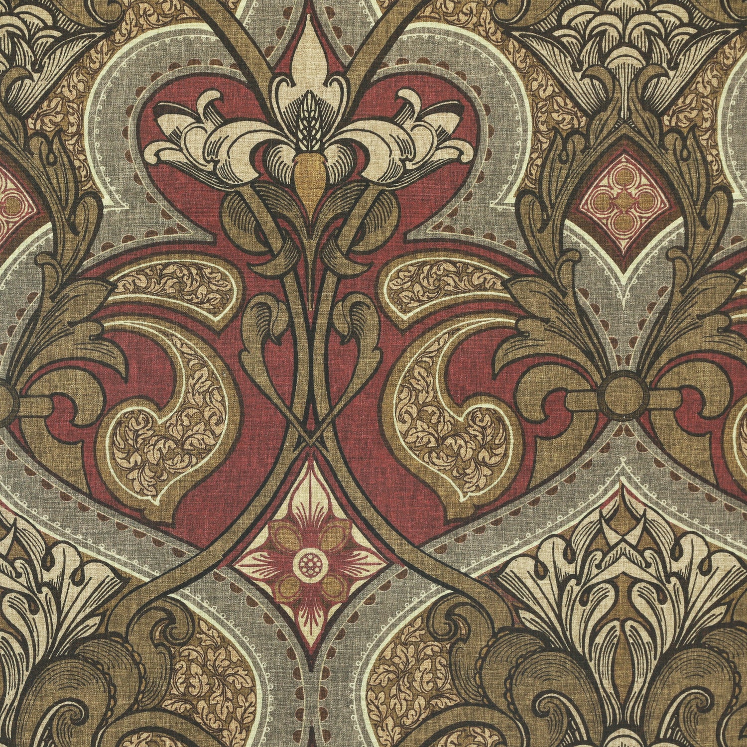 HOUSE Llewelyn-Bowen Gwendoline Printed Damask Fabric Oxblush