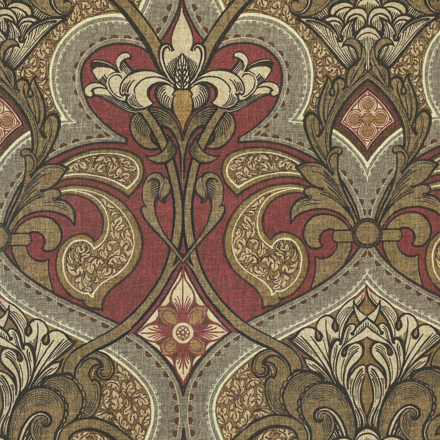 HOUSE Llewelyn-Bowen Gwendoline Printed Damask Made To Measure Curtains Oxblush