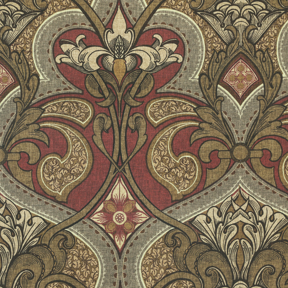 HOUSE Llewelyn-Bowen Gwendoline Printed Damask Made To Measure Curtains Oxblush