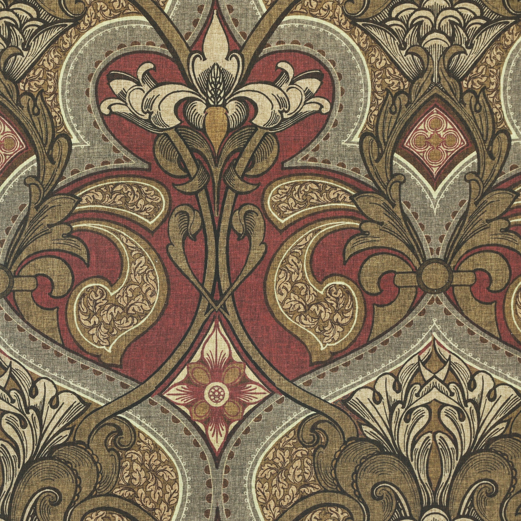 HOUSE Llewelyn-Bowen Gwendoline Printed Damask Fabric Oxblush