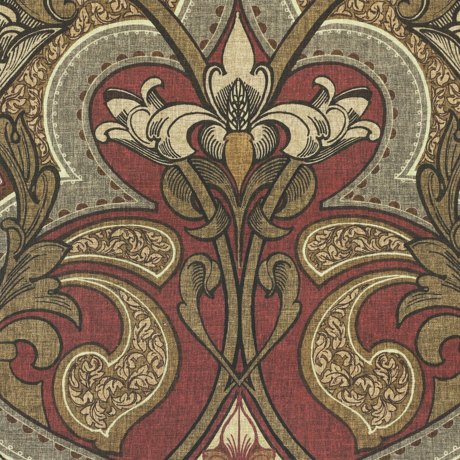 HOUSE Llewelyn-Bowen Gwendoline Printed Damask Fabric Oxblush