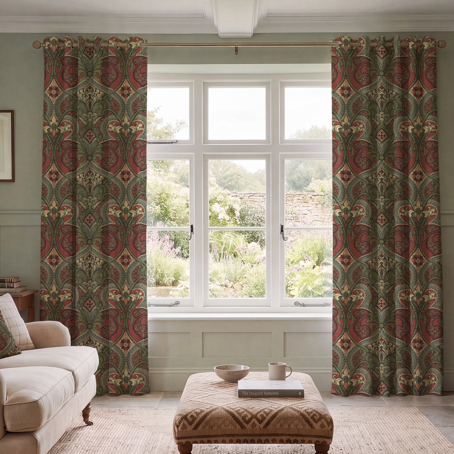 HOUSE Llewelyn-Bowen Gwendoline Printed Damask Made To Measure Curtains Velvine Rosemarie
