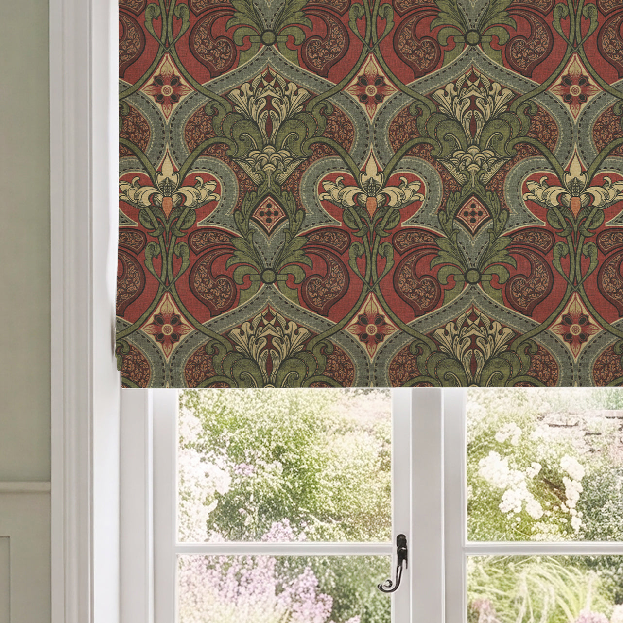 HOUSE Llewelyn-Bowen Gwendoline Printed Damask Made To Measure Roman Blind Velvine Rosemarie