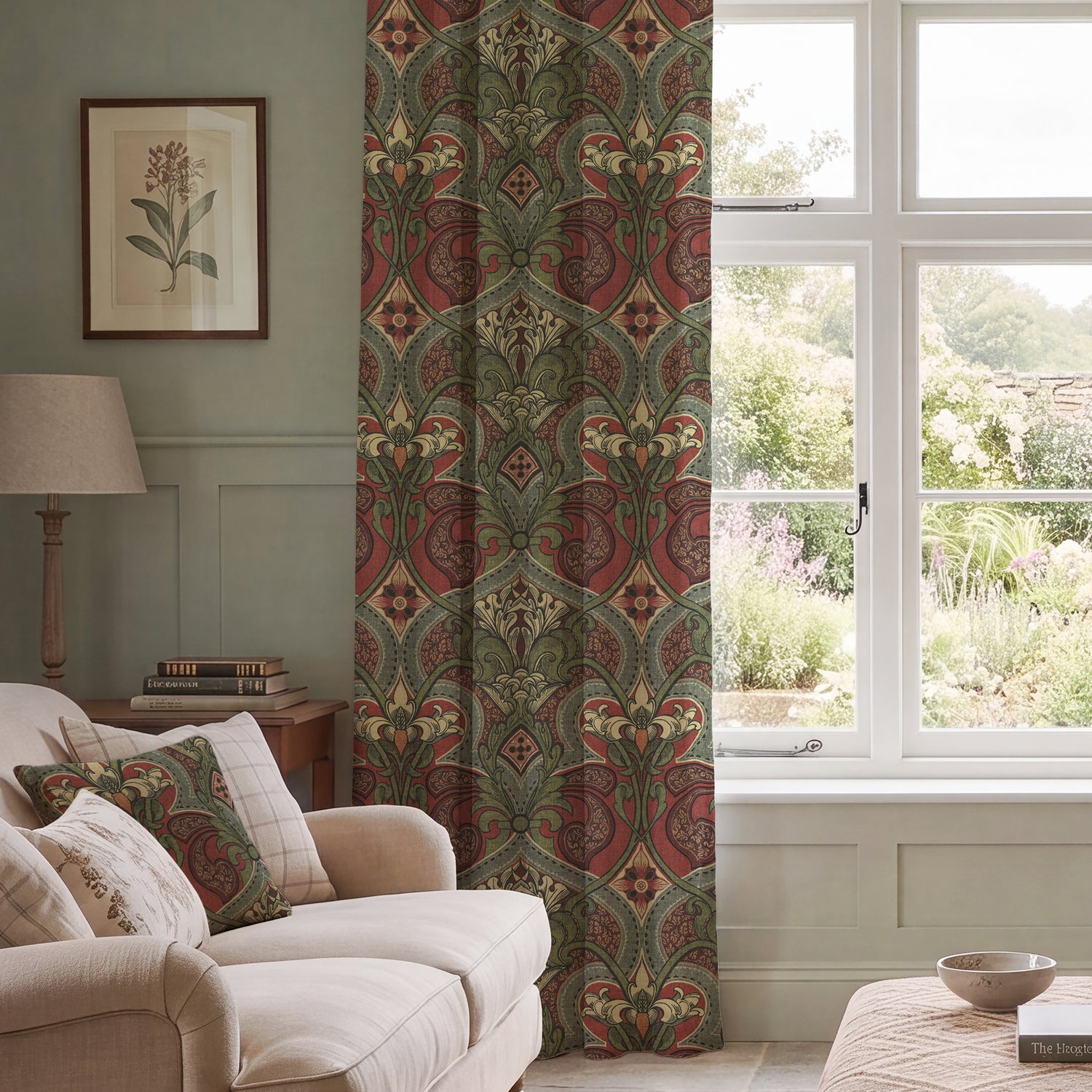 HOUSE Llewelyn-Bowen Gwendoline Printed Damask Made To Measure Curtains Velvine Rosemarie