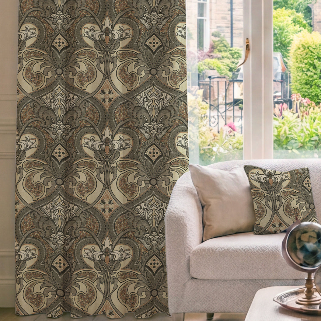 HOUSE Llewelyn-Bowen Gwendoline Printed Damask Made To Measure Curtains Ashrose