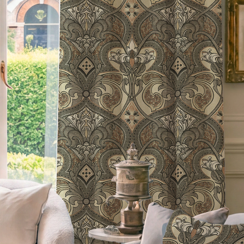 HOUSE Llewelyn-Bowen Gwendoline Printed Damask Made To Measure Curtains Ashrose