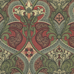 HOUSE Llewelyn-Bowen Gwendoline Printed Damask Fabric Velvine Rosemarie