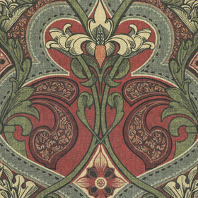 HOUSE Llewelyn-Bowen Gwendoline Printed Damask Fabric Velvine Rosemarie