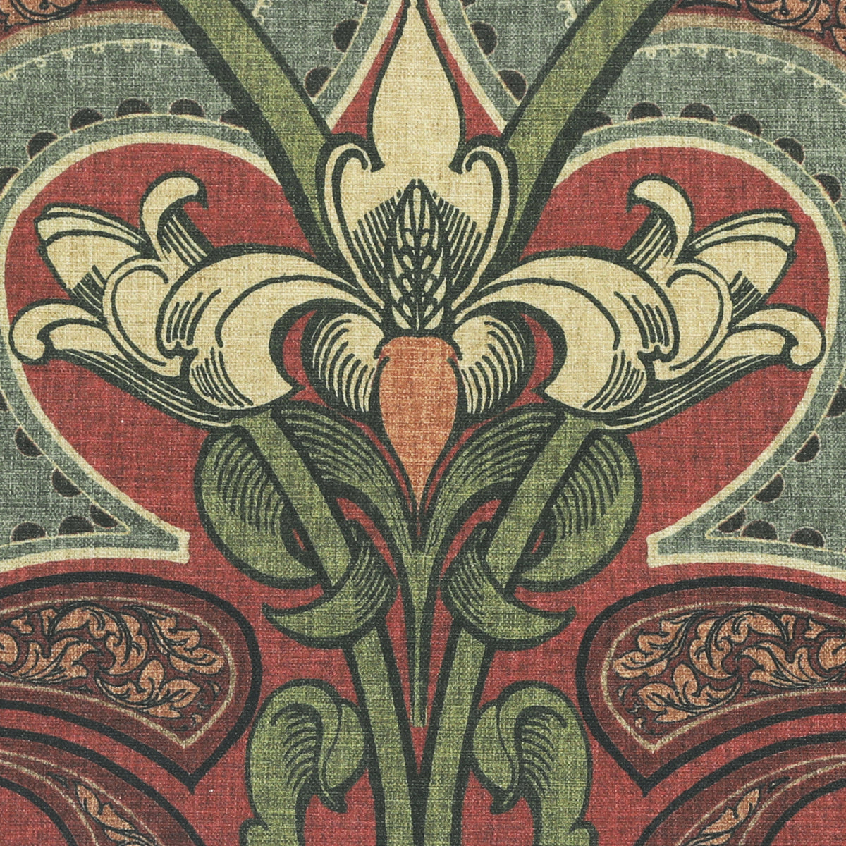 HOUSE Llewelyn-Bowen Gwendoline Printed Damask Fabric Velvine Rosemarie