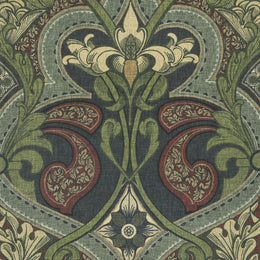 HOUSE Llewelyn-Bowen Gwendoline Printed Damask Fabric Wildnavy