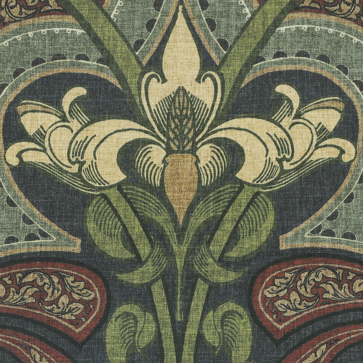 HOUSE Llewelyn-Bowen Gwendoline Printed Damask Fabric Wildnavy
