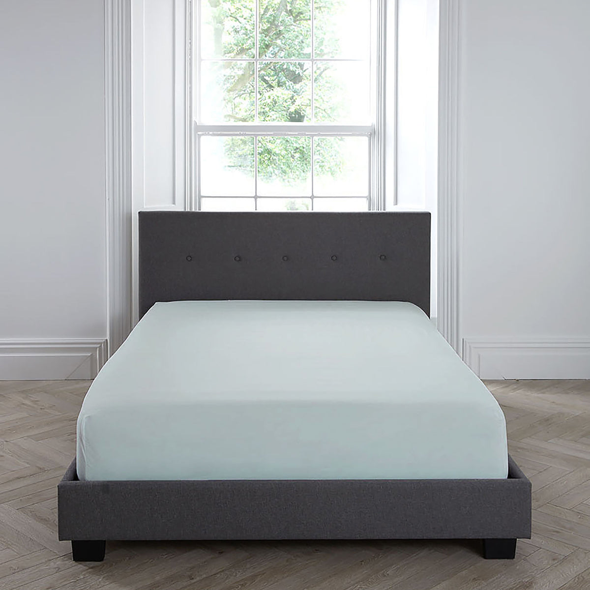Serene Plain Dyed Bed Linen Fitted Sheet Duckegg