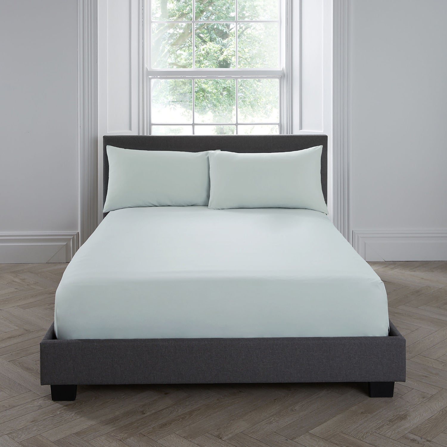 Serene Plain Dyed Bed Linen Fitted Sheet Green