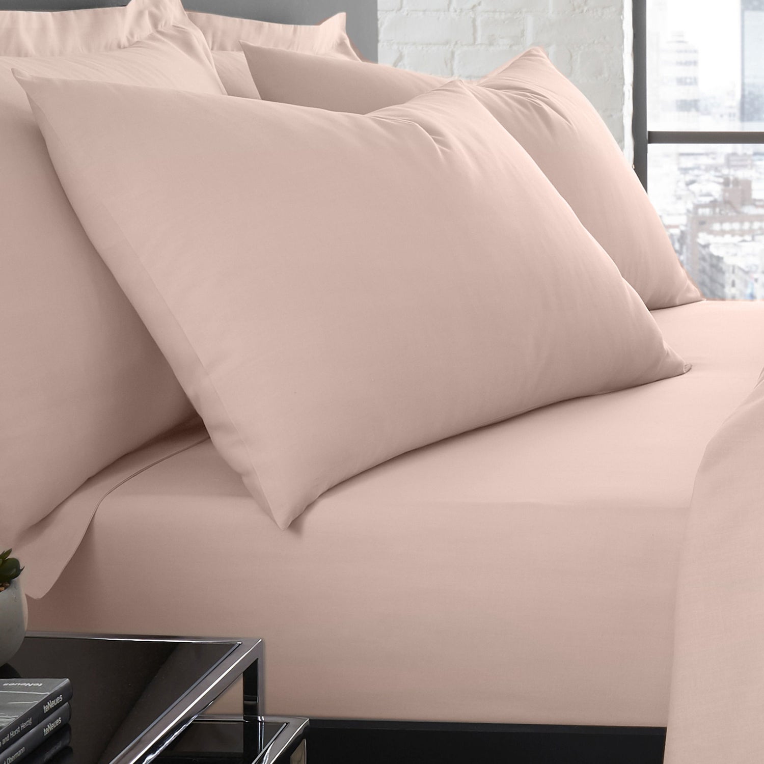Fusion Plain Dyed Pillowcase Blush