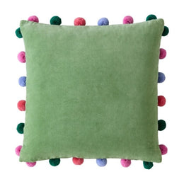 Bluebellgray Pom Pom 45cm x 45cm Filled Cushion Verdigris Green