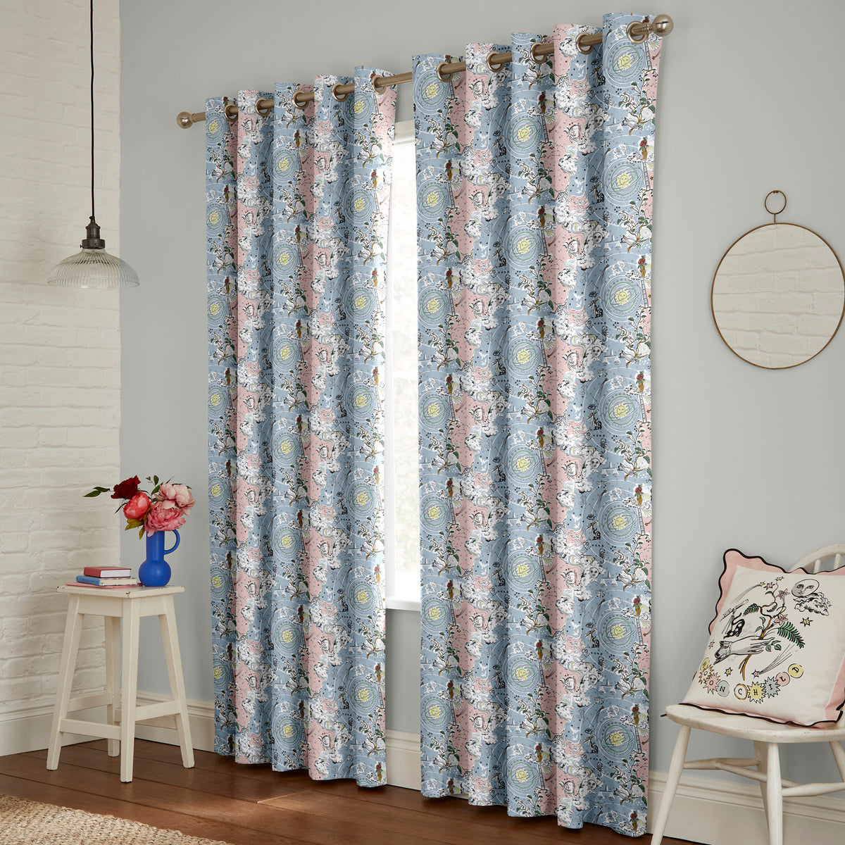 Cath Kidston Power To The Peaceful Made to Measure Curtain Pink Blue