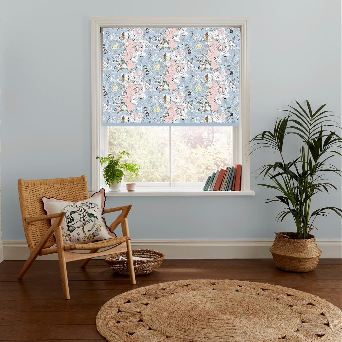 Cath Kidston Power To The Peaceful Made to Measure Roller Blind Pink Blue