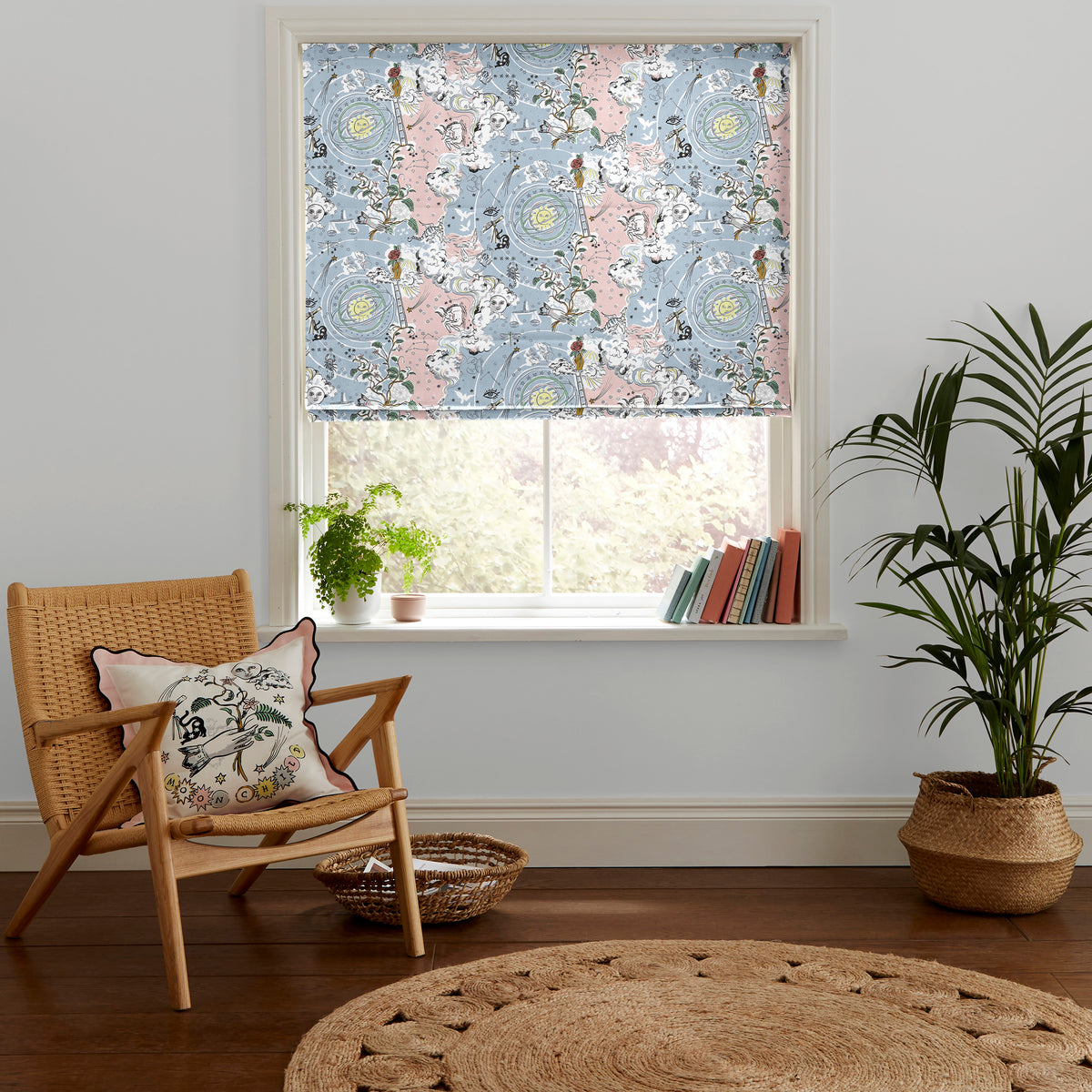 Cath Kidston Power To The Peaceful Made to Measure Roman Blind Pink Blue