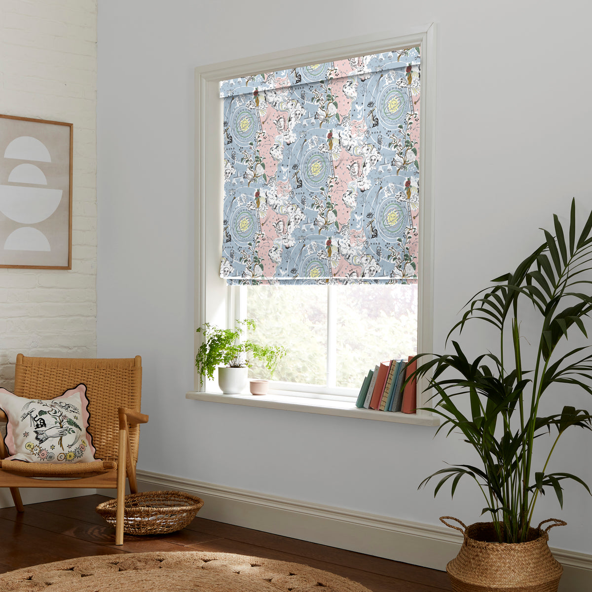 Cath Kidston Power To The Peaceful Made to Measure Roman Blind Pink Blue