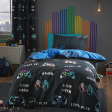 Video of Catherine Lansfield Game Over Duvet Cover Bedding Set Black