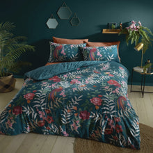 Video of Catherine Lansfield Tropical Floral Birds Duvet Cover Bedding Set Blue