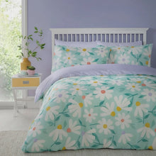 Video of Fusion Daisy Floral Reversible Duvet Cover Bedding Set Duck Egg