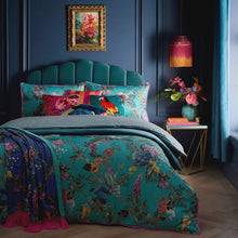 Video of Laurence Llewelyn-Bowen Cotswold Fantasia Floral Stripe Duvet Cover Bedding Set Teal