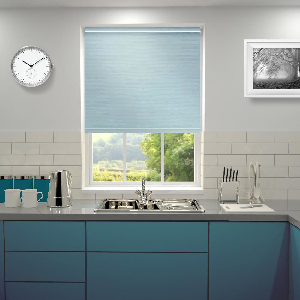 Primary Made to Measure Blackout Roller Blind Air Blue Sky Blue