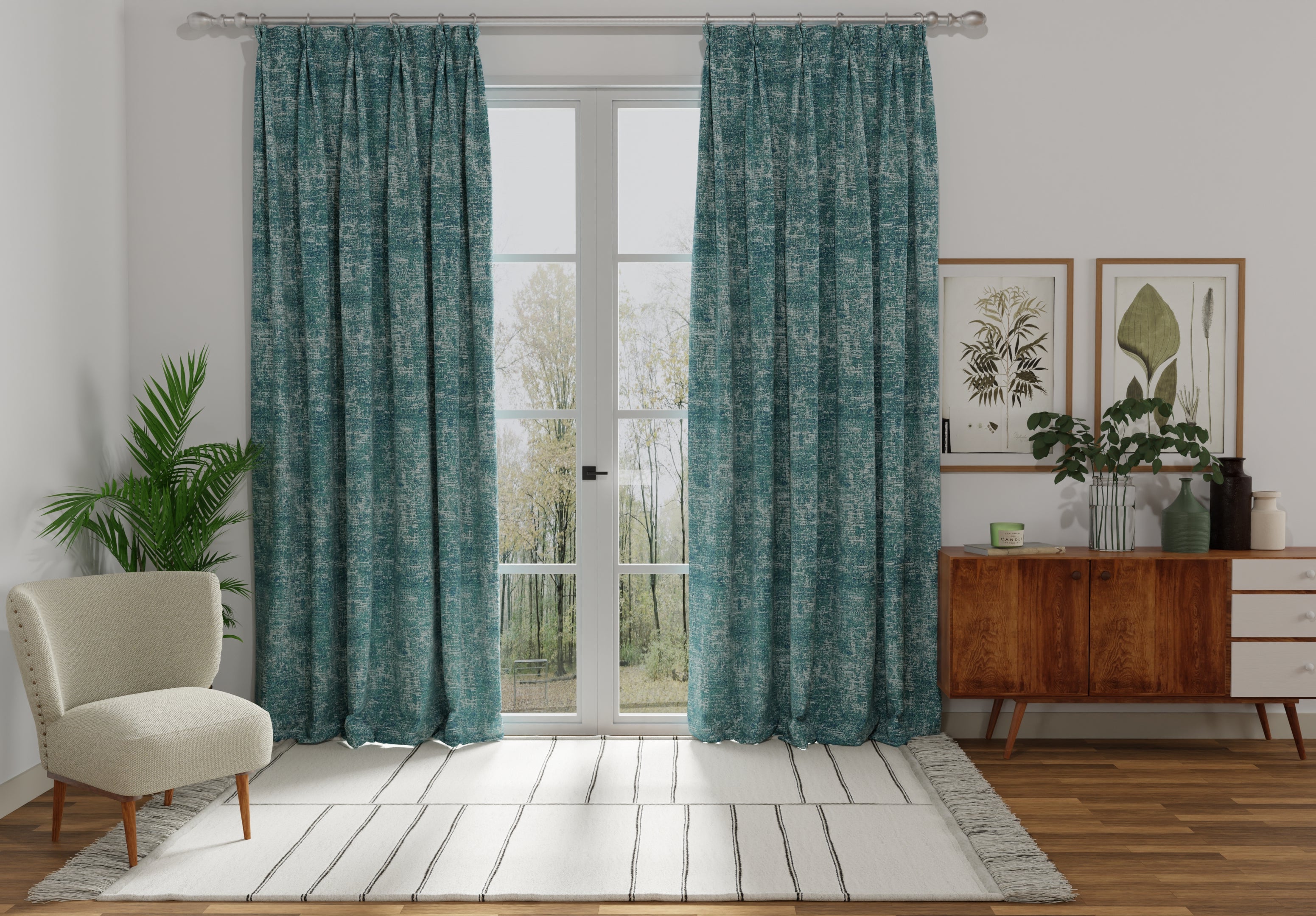 Turquoise Arcadia Made to Measure Curtain | Terrys