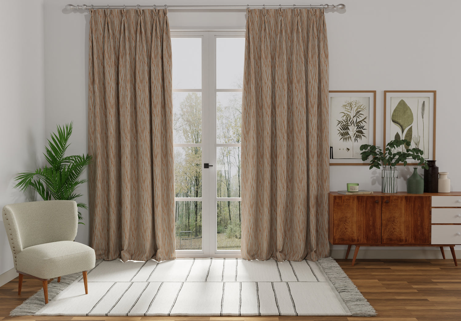 Linear Made to Measure Curtain Burnt Orange