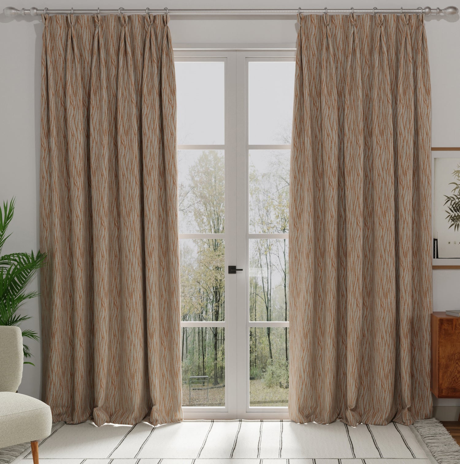 Linear Made to Measure Curtain Burnt Orange