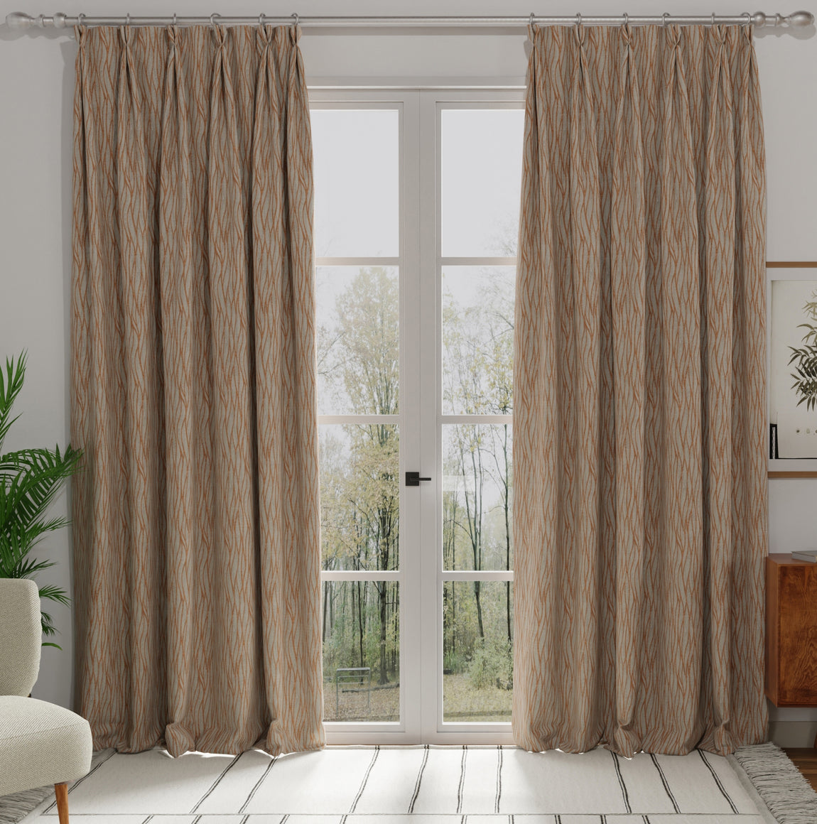 Linear Made to Measure Curtain Burnt Orange