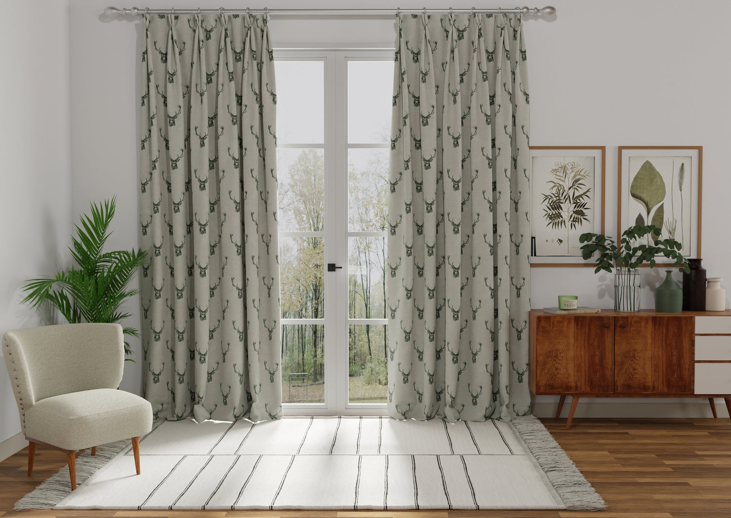 Stags Made to Measure Curtain Charcoal