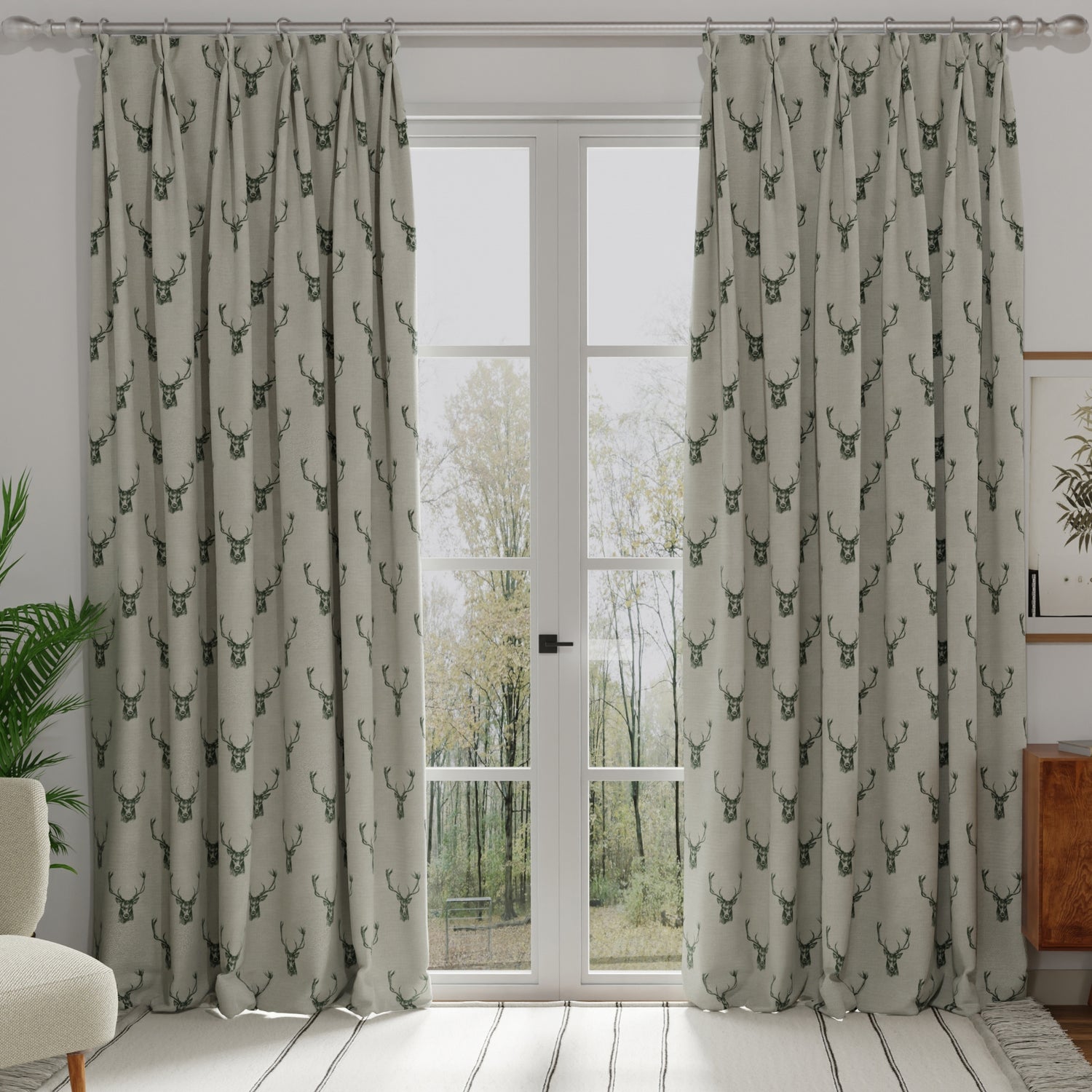 Stags Made to Measure Curtain Charcoal