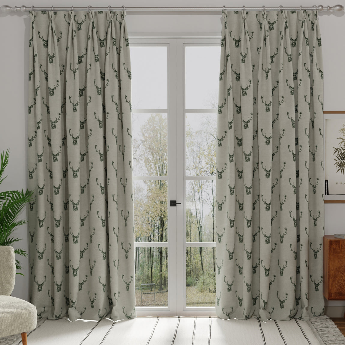 Stags Made to Measure Curtain Charcoal