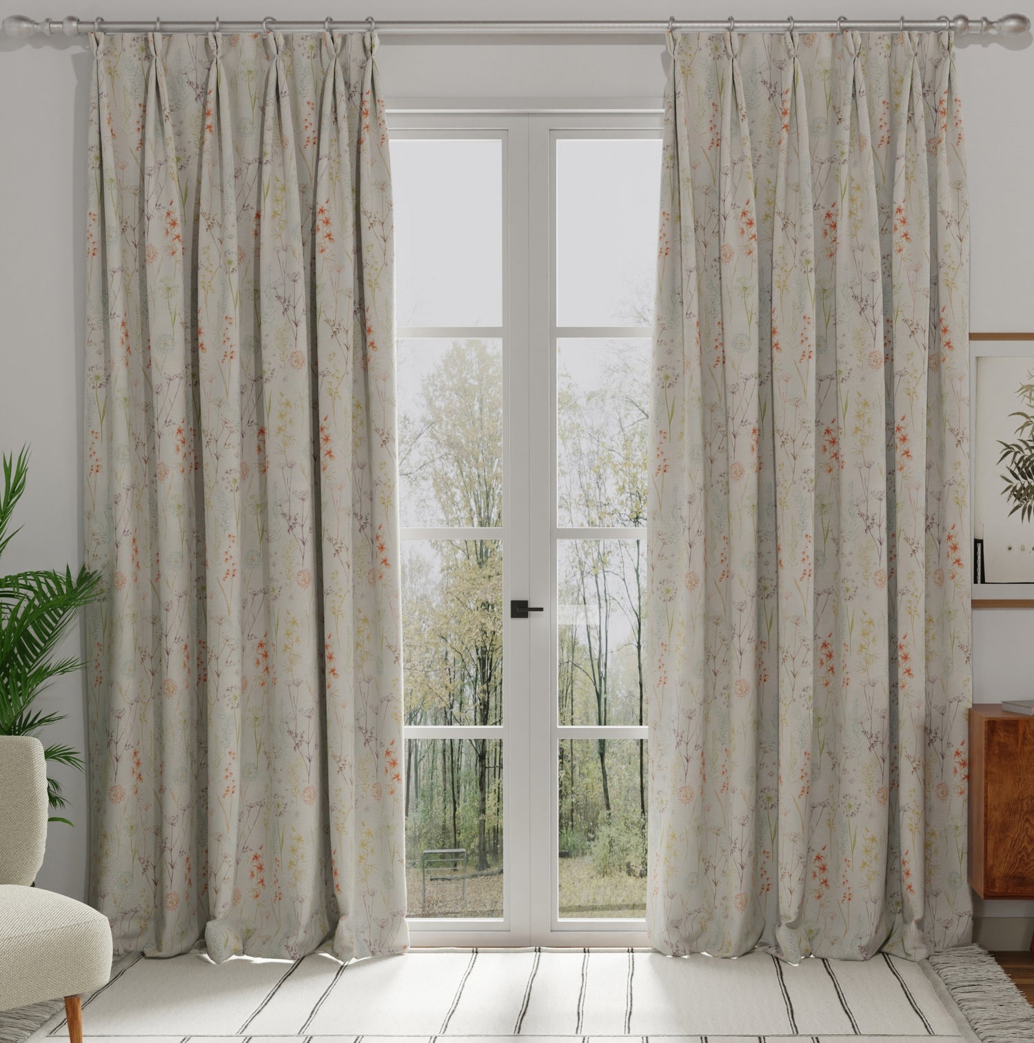 Wild Flower Made to Measure Curtain Terracotta