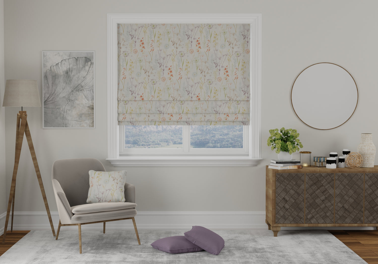 Wild Flower Made to Measure Roman Blind Terracotta