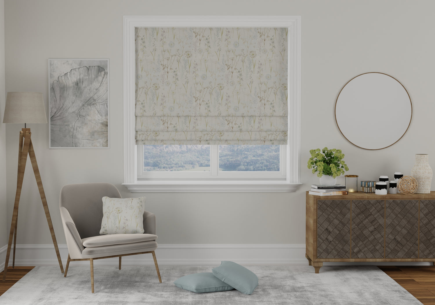 Wild Flower Made to Measure Roman Blind Wedgewood