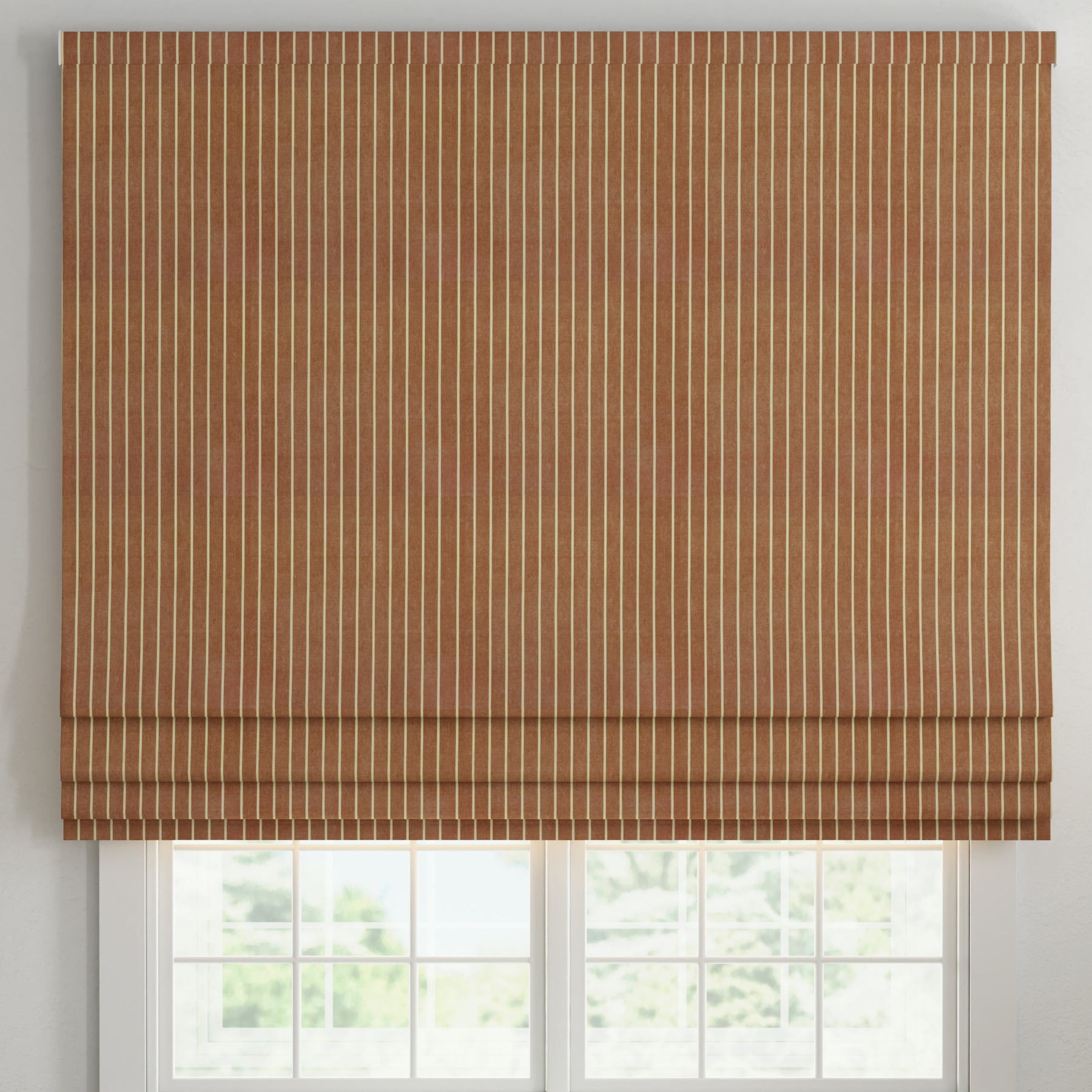 ANTE DECOR Burgess Printed Cotton Stripe Made To Measure Roman Blind Sienna