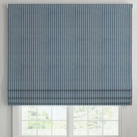 ANTE DECOR Burgess Printed Cotton Stripe Made To Measure Roman Blind Blue